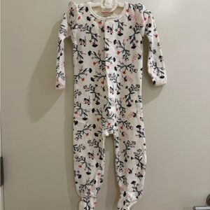 Velvet Cozy Floral Print Footie - White with Pink & Navy Floral